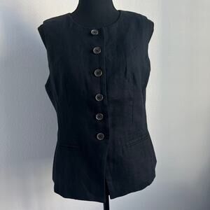 J Crew Cutaway Vest Top In Linen Womens Size 8 Black